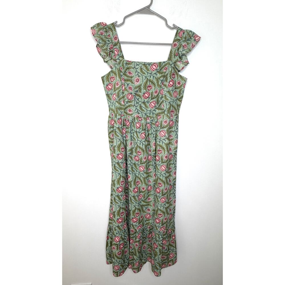 Anthropologie dRA Los Angeles Resa Moroccan Cotton Ruffle Boho Midi Dress Sz S